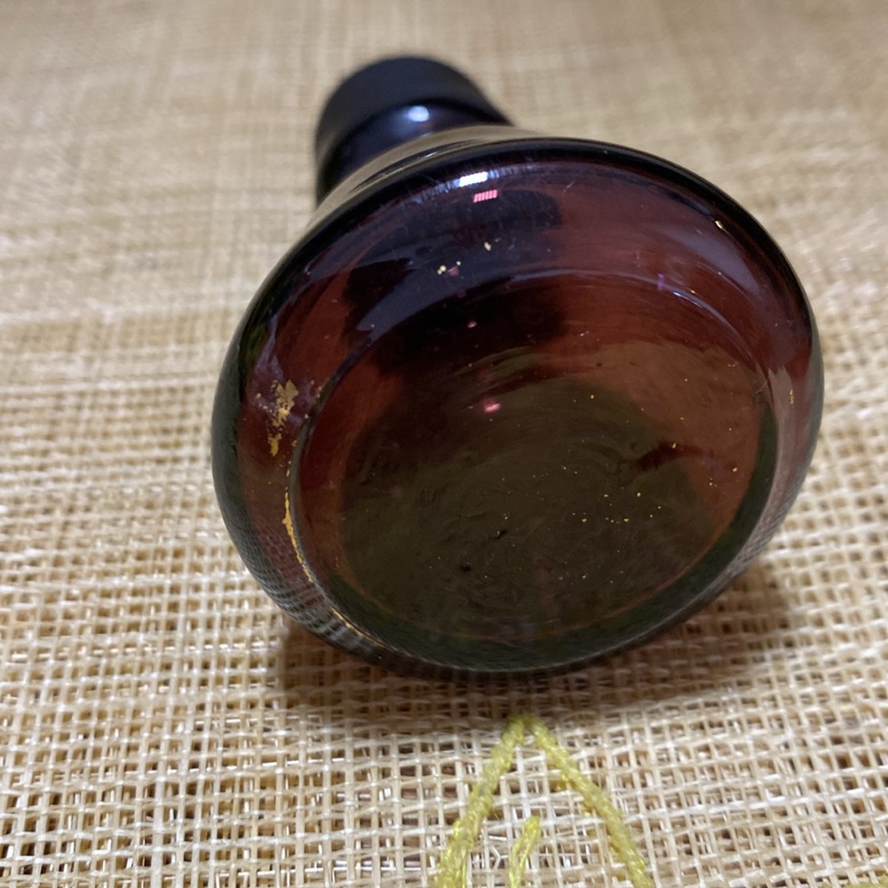 Handblown Amber Bell-Shaped Glass Decanter with Gold Floral Accents - Picture 4 of 5